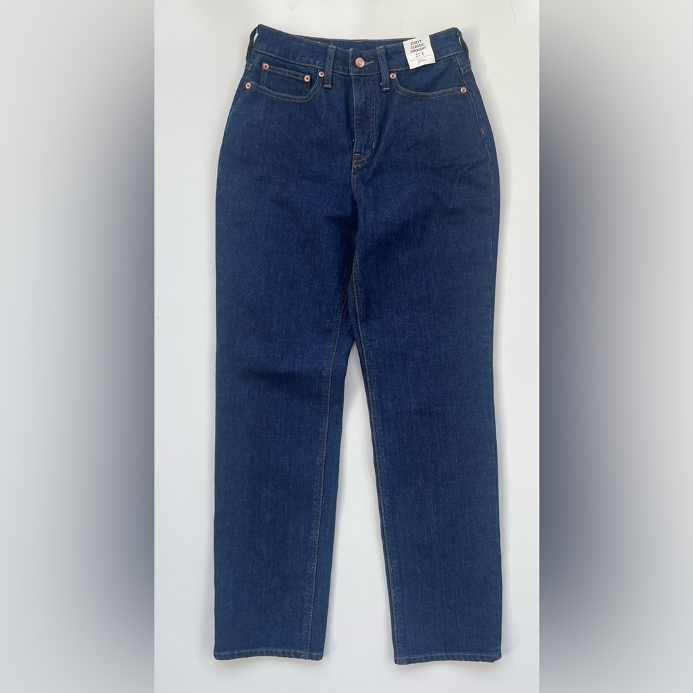 J.Crew Women's Curvy Classic Straight Jeans  High Rise Size 27 Tall, NWT